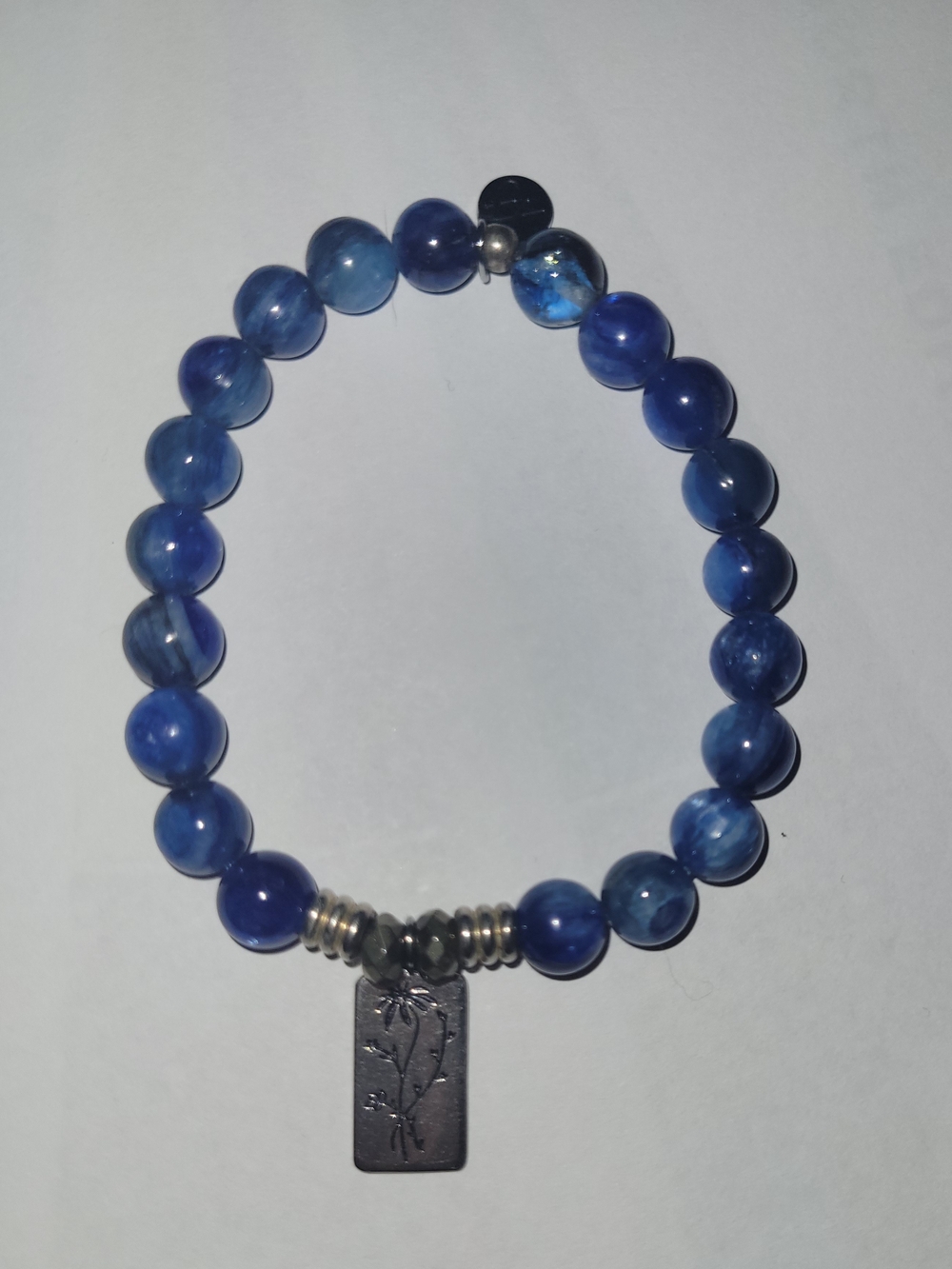 T. Jazelle Blue Kyanite "Wild One" Wildflower Charm Stretch Bracelet